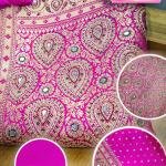 Magenta Glow Stone Leaf Saree