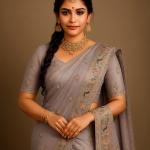 Moonlight Feather Aari Work Saree