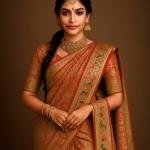 Ruby Parrot Heritage Saree