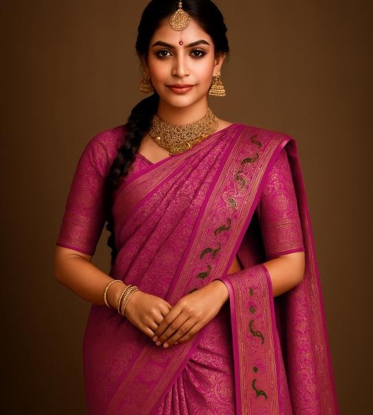 Rosewood Parrot Heritage Saree