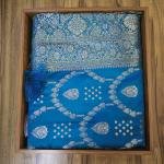 Azure Gold Bloom Saree