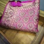 Magenta Glow Stone Leaf Saree